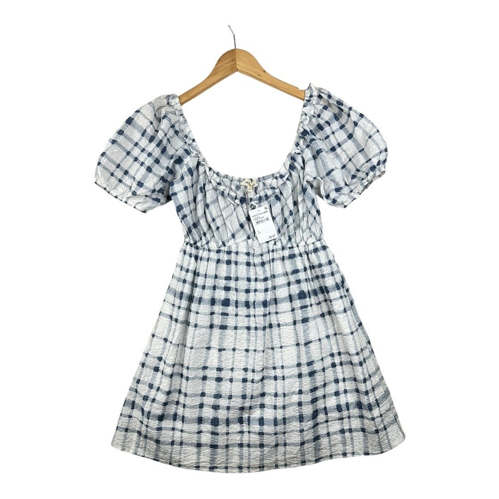 New Promesa Nordstrom Plaid/Gingham Mini Dress size Small Blue/White